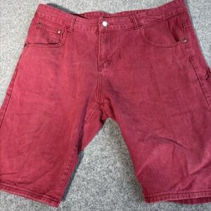 Red Ape Denim Shorts Men's Size 38 Y2K Baggy Red Streetwear Skater Urban Hip Hop